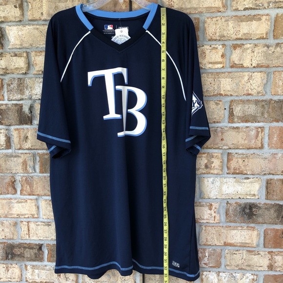 Genuine Merchandise Men's Navy White Tampa Bay Rays Pull On Baseball Jersey 2XL - Picture 11 of 12